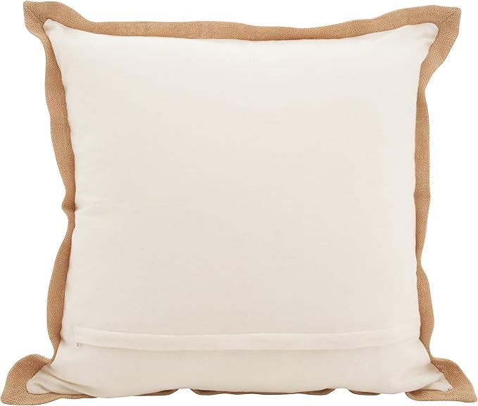 SARO LIFESTYLE Neptunian Coastal Throw Pillow – 20” x 20”, Woven Cotton Cover with Jute Trim, Zipper Closure, Down & Feather Insert – Seashell Medley, Navy Blue