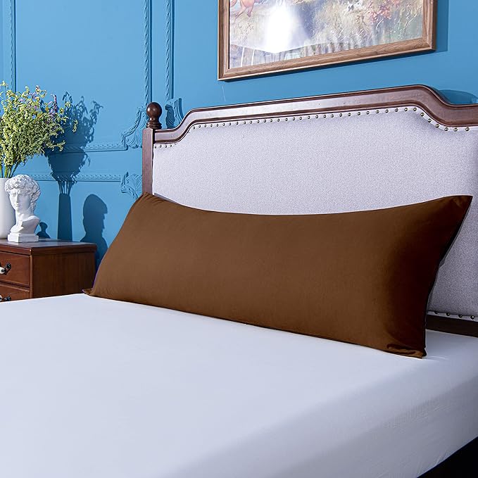 NTBAY Body Pillowcase - Brushed Microfiber 20x54 Pillowcase - Soft, Wrinkle-Free, Fade-Resistant, Stain-Resistant, Brown Body Pillow Cover with Envelope Closure - 20x54 Inches, Brown