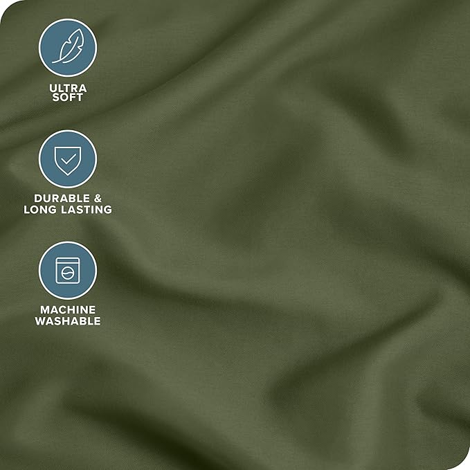 Bare Home Microfiber Pillow Cases - Standard/Queen Size Set of 2 - Cooling Pillowcases - Double Brushed - Cypress Pillowcases 2 Pack - Easy Care (Standard Pillowcase Set of 2, Cypress)