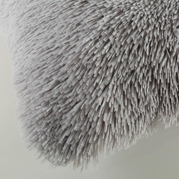 Reafort Luxury Long Hair, PV Fur, Faux Fur Euro Sham Pillow Cover/Case 26"x26" with Zipper Closure (26"x26" Euro Sham, Grey)