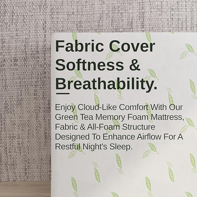 NapQueen King Size, 6 Inch Anula Green Tea Infused Memory Foam Mattress, Bed in a Box, CertiPUR-US Certified Mattress