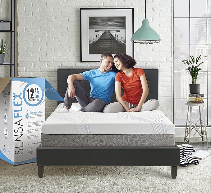 Boyd Sleep SensaLux Engineered Latex Foam Mattress, Cooling and Comfort Support, 12" Twin XL, White