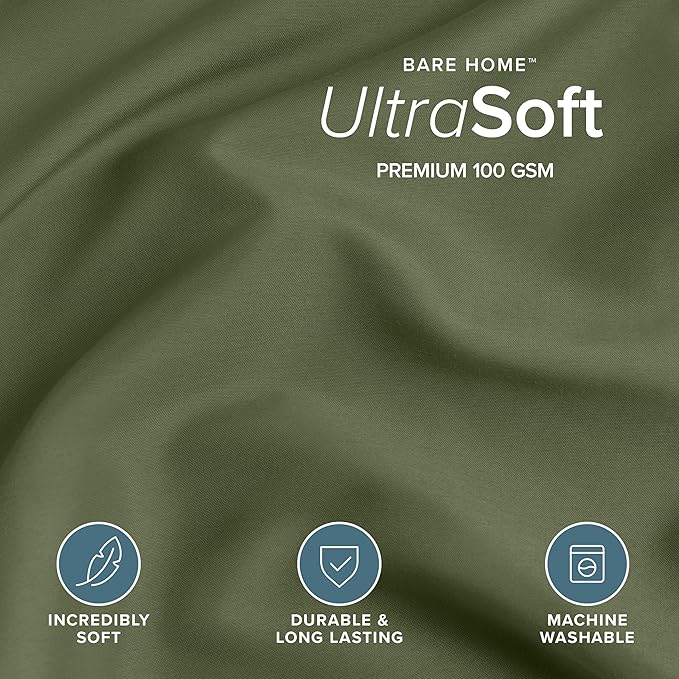 Bare Home Bedding Duvet Cover Queen Size - Premium 1800 Super Soft Collection - Lightweight, Cooling - Soft Breathable Bedding Duvet Cover (Queen, Cypress)