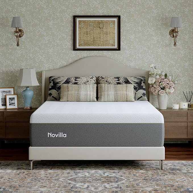 Novilla Bliss Green Tea Full Mattress, 12 Inch Gel Full Size Memory Foam Mattress in a Box for Hot Sleepers with Nylon Cover, Cool Comfort & Back Pain Relief & Motion Isolating with Certified Foams