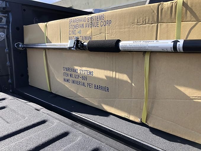 Heavy Duty Truck Cargo Bar - Adjustable QSP-360 Truck Bed Organizer with Weight Capacity 175 lbs. - Self-Locking Spring Ratchet Load Lock Bar - Extends 3.6 to 6 Ft, Ideal for Car, SUV & Truck