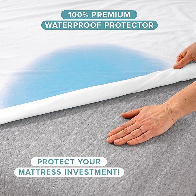 Bare Home King Size Mattress Protector - 100% Waterproof & Breathable - Premium Cooling Mattress Cover - Protects Against Spills - Vinyl Free Noiseless - Protect Your Mattress (King, White)