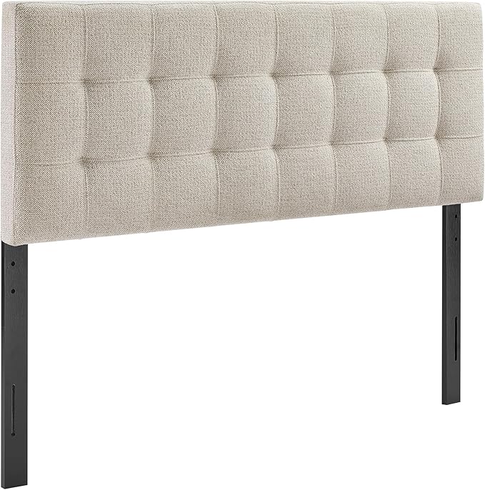 Modway Lily King Size Headboard with Biscuit Tufting in Dove Gray - Fabric Upholstery with Padded Design and 5 Height-Adjustable Mounts