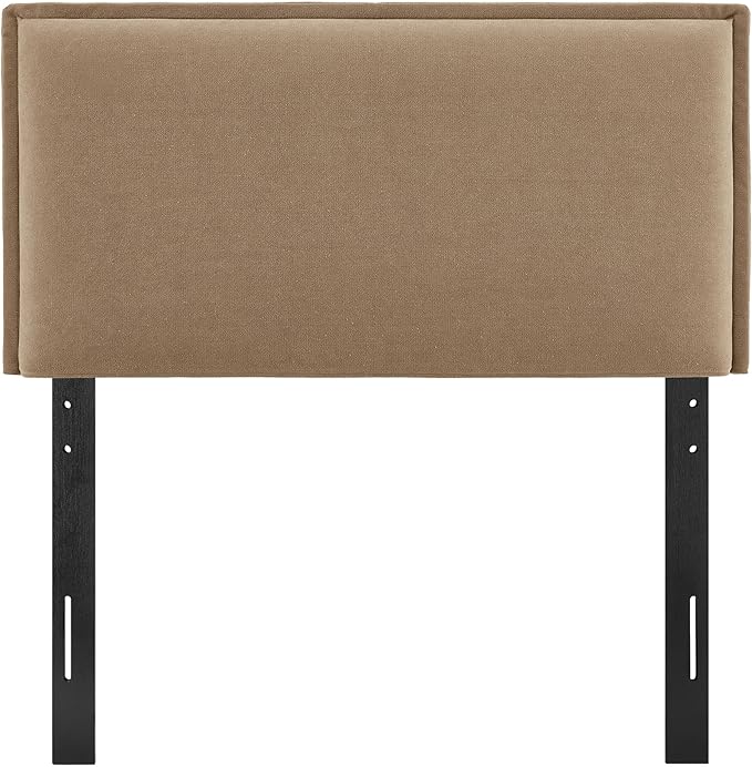 Modway Camille Twin Size Upholstered Linen Blend Headboard with Removable Slipcover – in Almond - Padded Pillow Style Headboard with Adjustable Mounting for Twin Beds