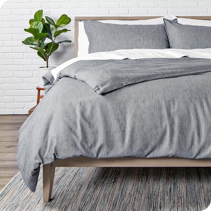 Bare Home Bedding Duvet Cover Queen Size - Premium 1800 Super Soft Collection - Lightweight, Duvet Cover - Soft Textured Bedding (Queen, Heathered Charcoal)