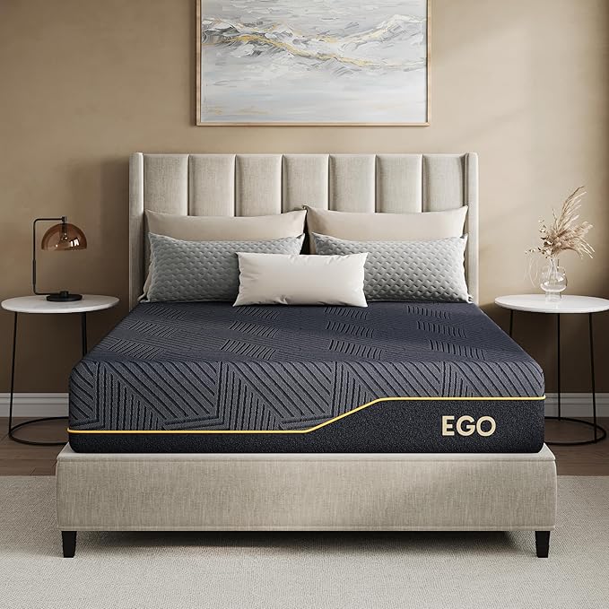 MLILY EGOHOME 12 Inch Twin XL Memory Foam Mattress for Cooling Sleep, Pressure Relief Cooling Copper Gel Bed in a Box, Foam Made in USA, CertiPUR-US Certified, Medium Plush, 38x80x12 Black
