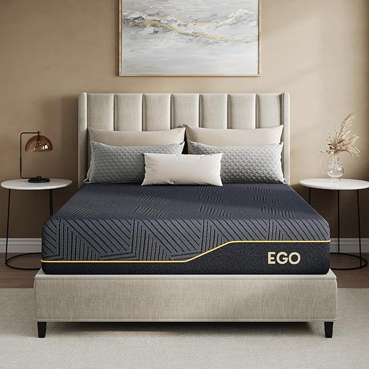 MLILY EGOHOME 12 Inch California King Memory Foam Mattress for Cooling Sleep, Pressure Relief Cooling Copper Gel Bed in a Box, Foam Made in USA, CertiPUR-US Certified, Medium Plush, 72x84x12 Black