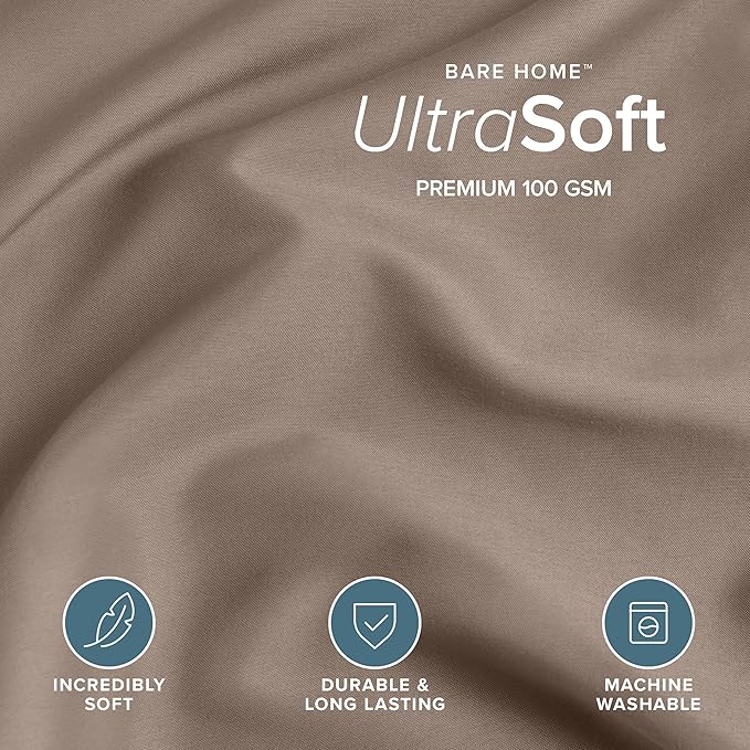 Bare Home Bedding Duvet Cover Queen Size - Premium 1800 Super Soft Collection - Lightweight, Cooling Duvet Cover - Soft Breathable Bedding (Queen, Taupe)