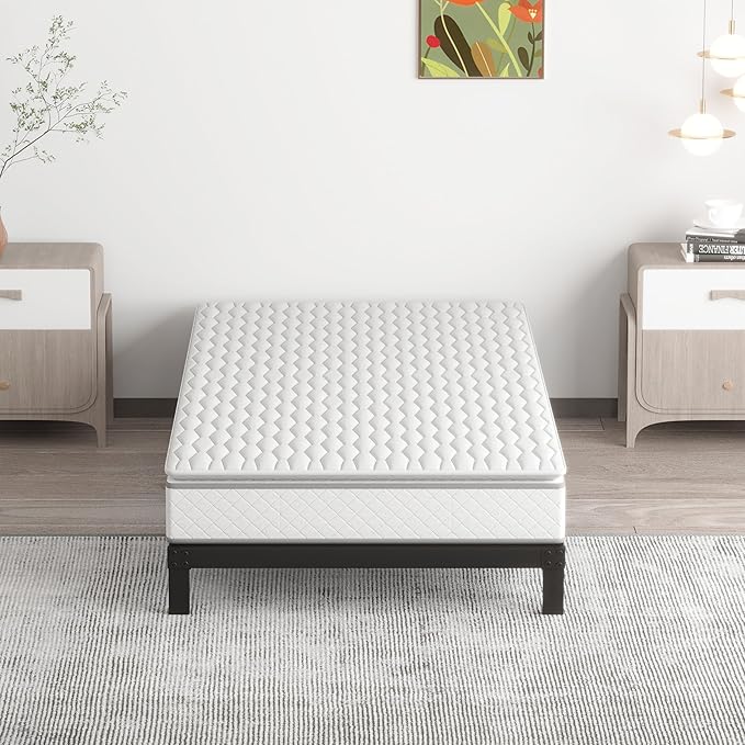 Upcanso 7 Inch Twin Bed Frames No Box Spring Need, Low Profile Metal Platform Twin Size Bed Frame, Heavy Duty Support Bedframes Twin, Easy Assembly