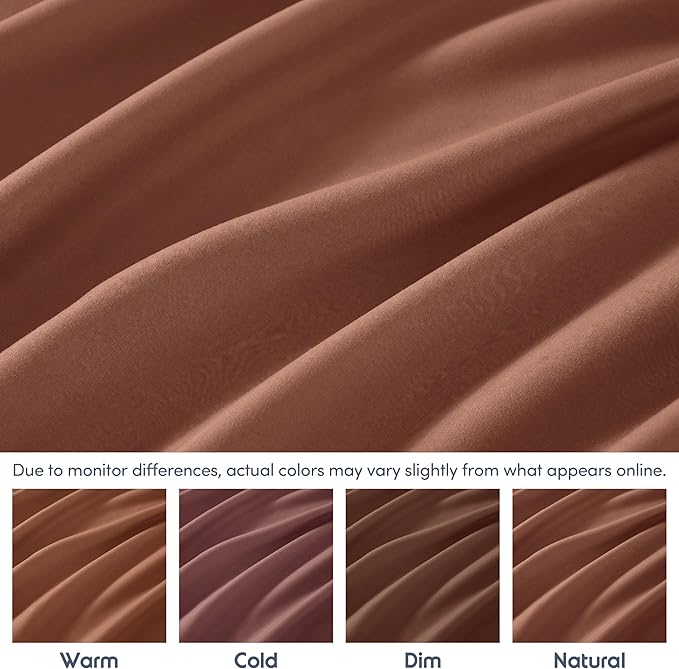 Nestl Rust Extra Deep Pocket King Fitted Sheet Only, Hotel Luxury King Size Fitted Sheets Easily Fits 18 to 24 Inch Mattress, Super Soft, Wrinkle-Free, and Breathable Bottom Sheets with Corner Straps
