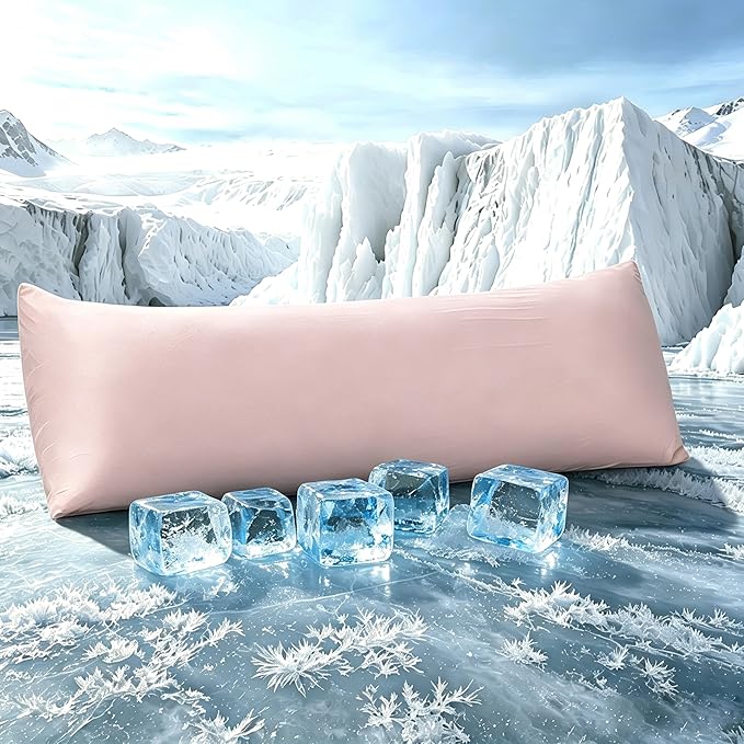 TELUS Cooling Body Pillow Case, Silky Soft Breathable Pillowcase with Envelope Close, Stay Cool All Night Pillow Cover for Hot Sleepers and Night Sweats, 20x54 Inch, Pink