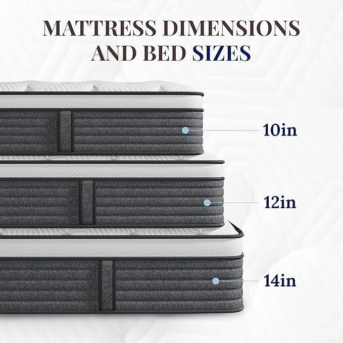 CH Charme House Full Size Mattress, 14 Inch Full Hybrid Mattress in a Box, Medium Feel Foam and Individual Pocket Springs, Extra Edge Support, Pressure Relief, CertiPUR-US, Grey