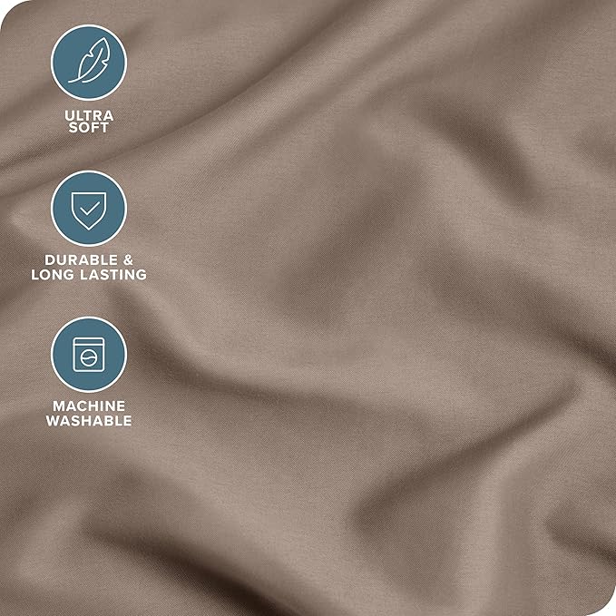 Bare Home Microfiber Pillow Cases - King 20x40 - Cooling Pillowcases - Double Brushed - Easy Care - Envelope Closure (King Pillowcase Set of 2, Taupe)