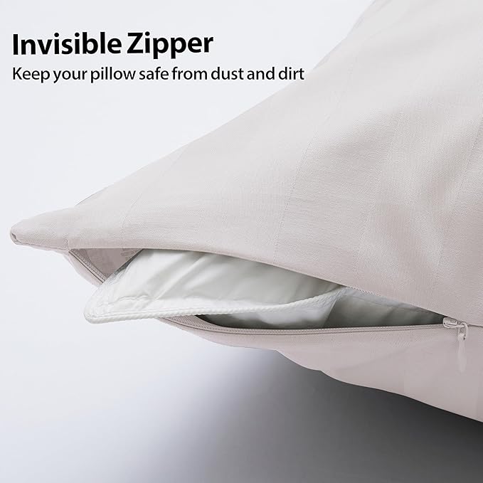 100% Cotton Classic Pillow Protectors with Invisible Zipper, 600 Thread Count Sateen Weave Soft and Breathable Pillow Cases, Protect Pillows from Dirt, Dust and Debris (Standard, 20"x26", Set of 2)
