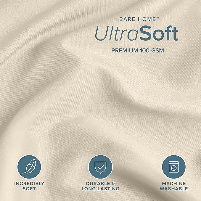 Bare Home Bedding Duvet Cover Extra Long - Premium 1800 Super Soft Collection - Lightweight, Cooling Duvet Cover - Soft Breathable Bedding (Twin/Twin XL, Sand)