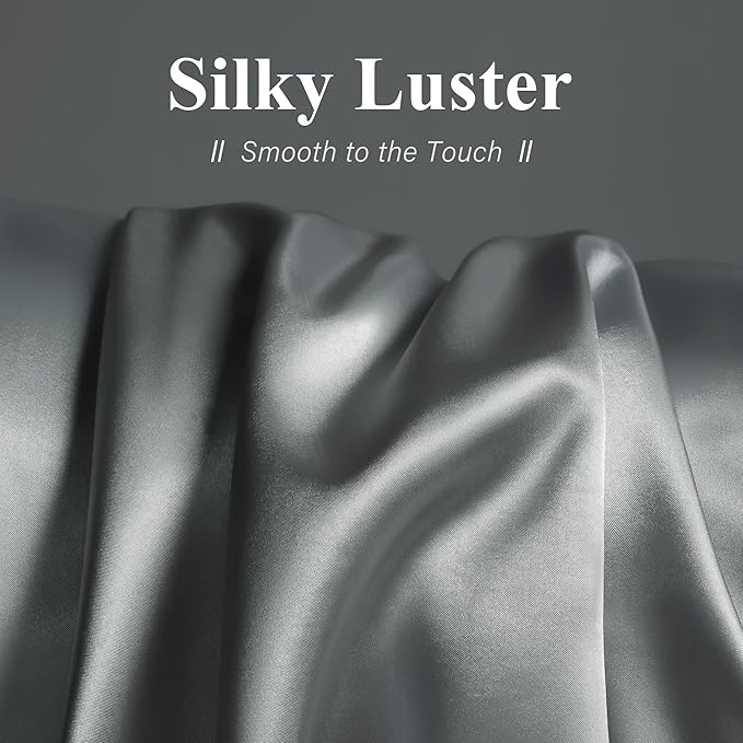 DOWNSTORIA Satin Body Pillow Cover Similar to Silk Body Pillow Pillowcase 1 Pack,Smooth and Cooling, Gray Silky Envelope Closure Large Long Pillow Cases, Gifts for Women Men(20x54 Inches, Grey)