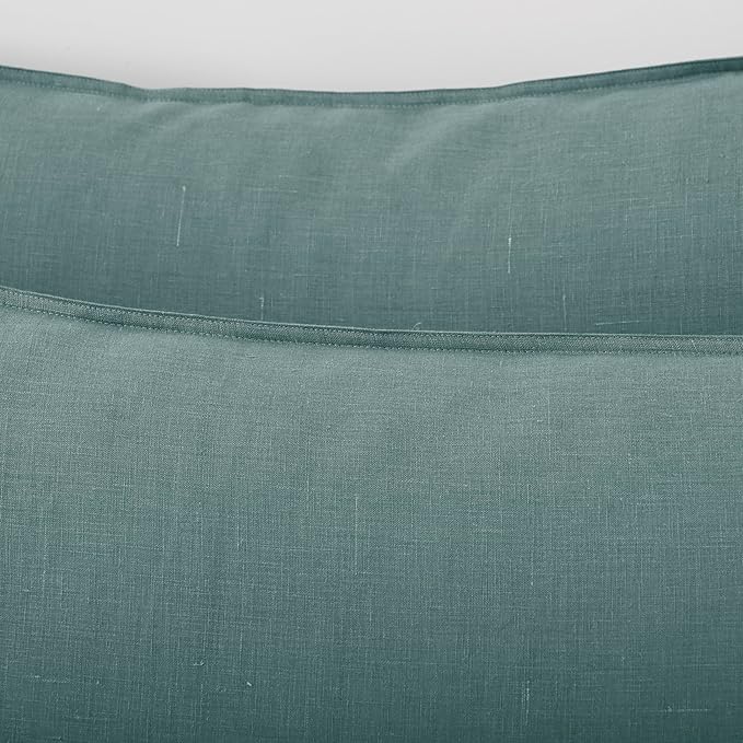 CHUFFED Linen Pillow Cases 2 Pack 100% Linen Standard Pillowcases, Breathable and Cooling Washed Pillow Shams with Zipper Closure, 20x26 Inches,Aqua