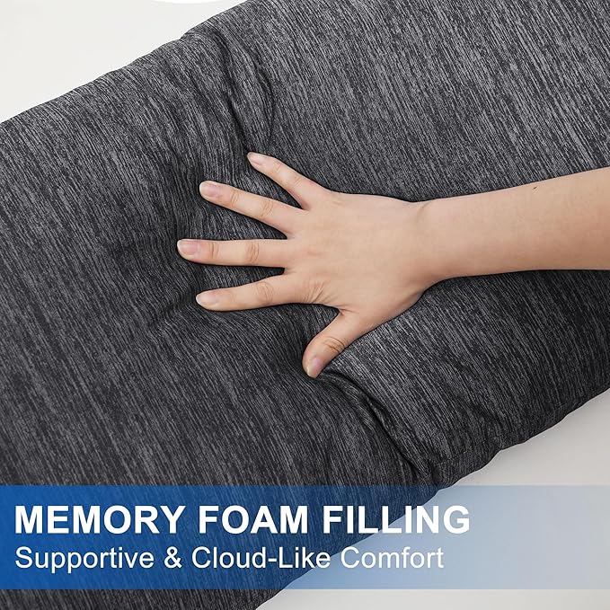 Hiasan Memory Foam Body Pillow for Adults, Cooling Long Body Pillow for Side Sleepers, Bed, Sleeping, Soft Support for Pregnant Women, Back Pain Relief, 20x60 Inch, Grey