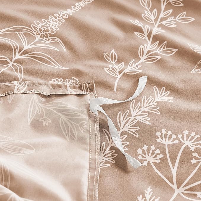 MUXHOMO Duvet Cover King Size, Reversible Floral Rosy Gold Duvet Cover Set with Zipper Closure, 3 Pieces Botanical Patterns Soft Microfiber Bedding Set (90"x104", 2 Pillow Cases 20"×36")