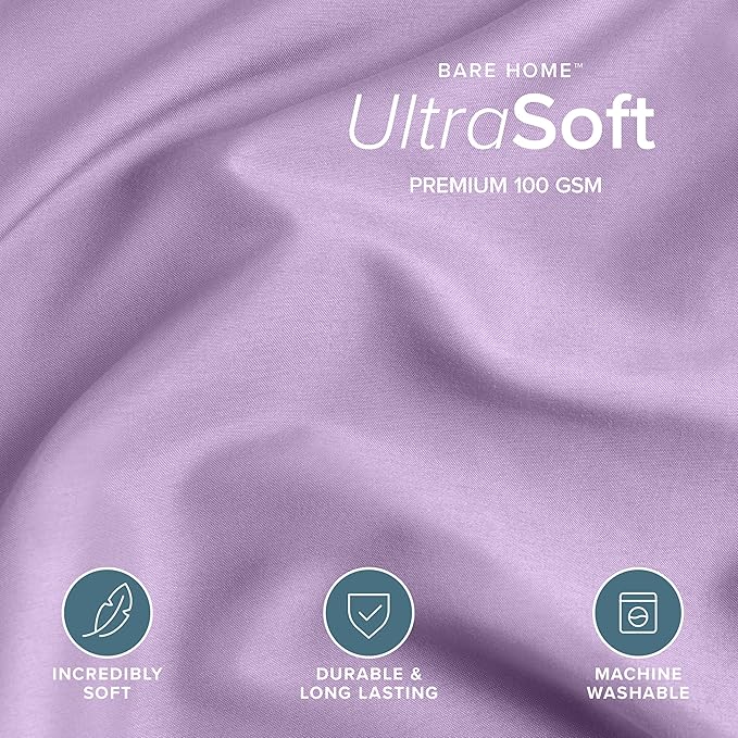 Bare Home Bedding Duvet Cover Queen Size - Premium 1800 Super Soft Duvet Covers Collection - Lightweight & Cooling - Soft Breathable Bedding (Queen, Lavender)