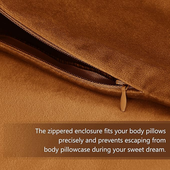 StangH Burnt Orange Body Pillow Cover, Super Soft Velvet Large Pillowcase for Pregancy/Baby, Holiday Home Decoration for All Seasons Sofa Bedroom, 20 x 54-inch, 1 Piece
