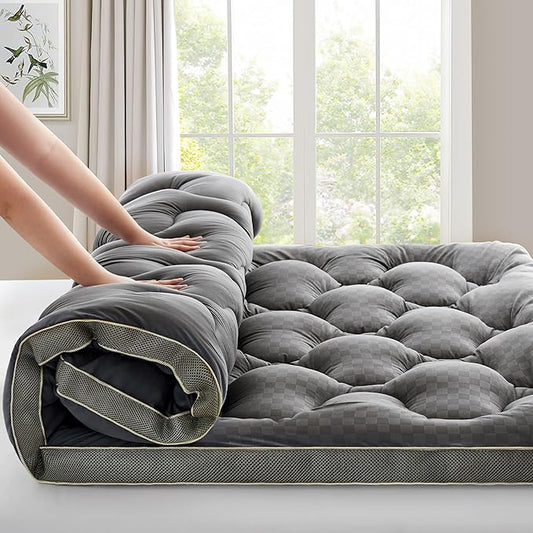 2~3In Extra Thick Mattress Topper Cooling Pillow Top Airflow Design for Hot Sleepers, Soft Comfort & Supportive, Pressure-Relieving Pad for Back & Side Sleepers, Easy Setup & Wash, King 78”*80”