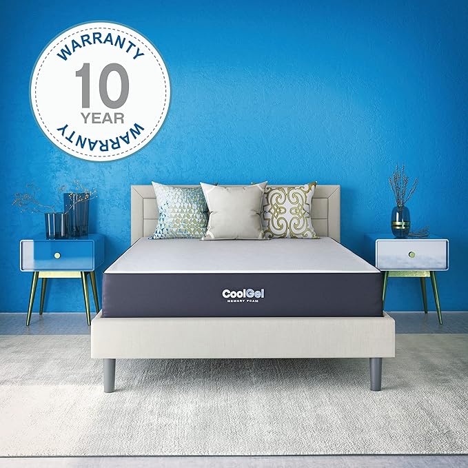 COOL GEL Memory Foam 10-Inch Mattress, CertiPUR-US Certified, Mattress in a Box, King, White