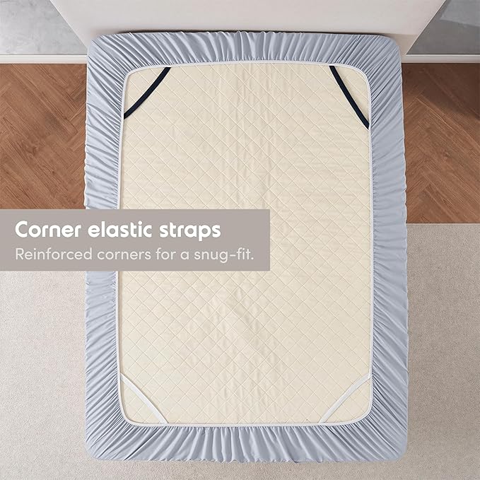 Nestl 2 Pack Ice Blue Fitted Sheet Extra Deep Pocket, Hotel Luxury KingFitted Sheet Only Easily Fits 18 to 24 Inch Mattress, Super Soft, Wrinkle-Free and Breathable with Corner Straps