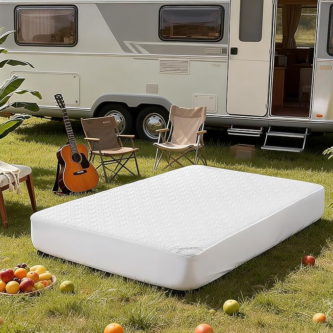 BEDLORE Waterproof Mattress Protector, RV Queen Size Mattress Pad Noiseless with Deep Pocket 6"-18" Depth, Soft Breathable Dirt-Proof Bed Mattress Cover Washable (White)