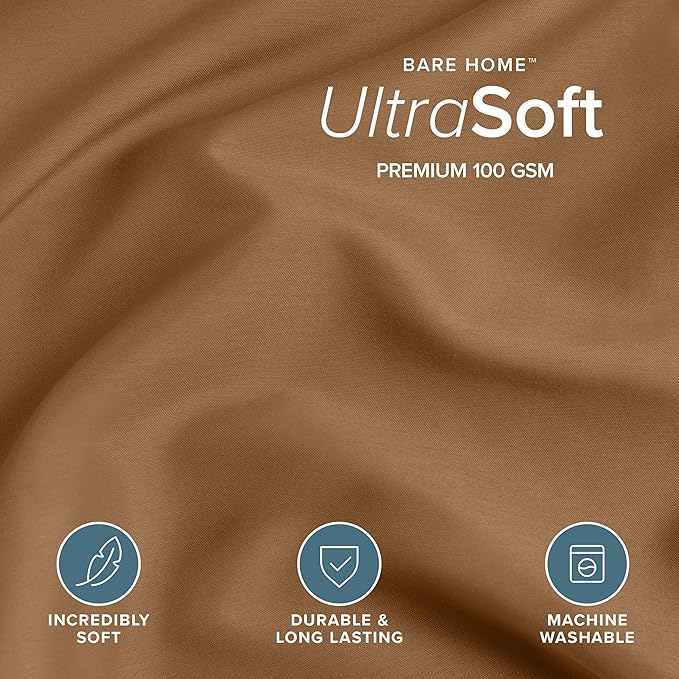 Bare Home Bedding Duvet Cover Extra Long Size - Premium 1800 Super Soft Collection - Lightweight, Cooling - Soft Breathable Bedding Duvet Cover (Twin/Twin XL, Caramel)