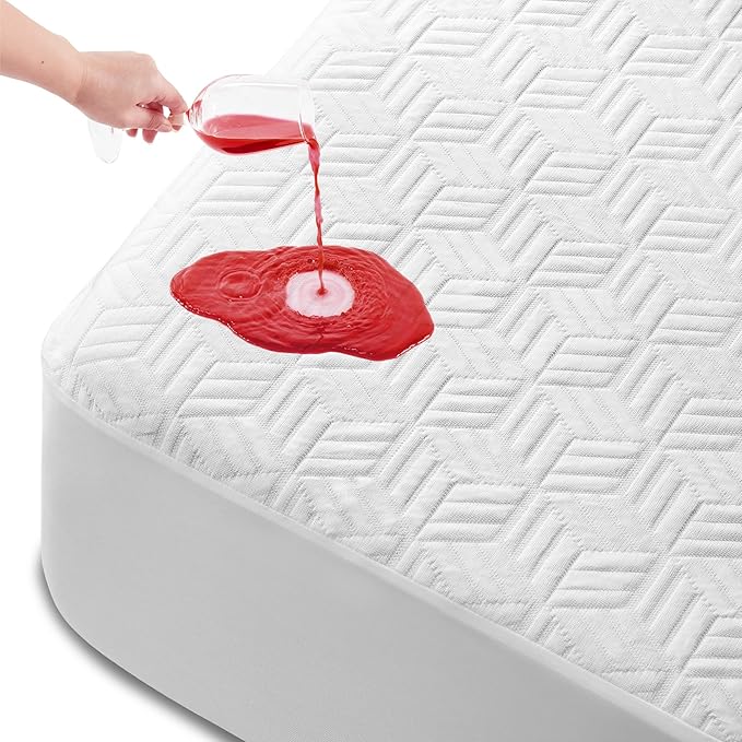 Cozymaker Queen Size 100% Waterproof Mattress Protector, Cooling Mattress Pad Cover Fitted 8"-21" Deep Pocket, 3D Air Fabric Soft Breathable Smooth Bed Cover Noiseless Washable