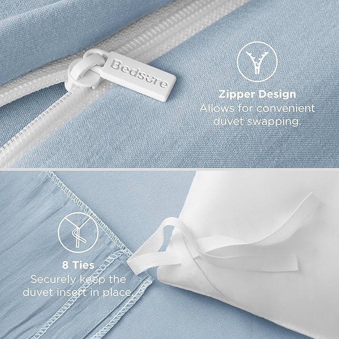 Bedsure Celestial Blue Duvet Cover Queen Size - 3 Pieces Prewashed Extra Soft Bedding Set, Includes 1 Duvet Cover 90x90 Inches with Zipper Closure & 2 Pillow Shams, Comforter Not Included
