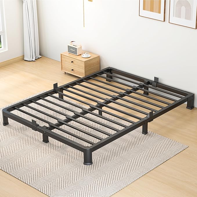7 Inch King Bed Frame, Metal Platform Bed Frame with Round Corner Legs, 3500 lbs Heavy Duty Steel Slats Support, No Box Spring Needed, Noise Free, Easy Assembly, Black