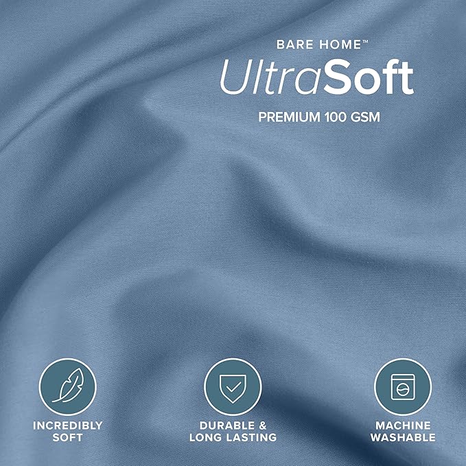 Bare Home Bedding Duvet Cover King Size - Premium 1800 Super Soft Collection - Lightweight, Cooling - Soft Breathable Bedding Duvet Cover (King, Coronet Blue)