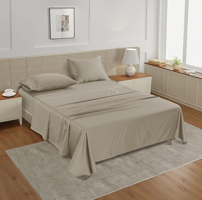 LANE LINEN Split King Sheets Set for Adjustable Beds - 5 PCs, 450 Thread Count Split King Sheets Set - Sateen King Split Sheets for Adjustable Bed - Split Top King Sheet Set for Beds - Linen