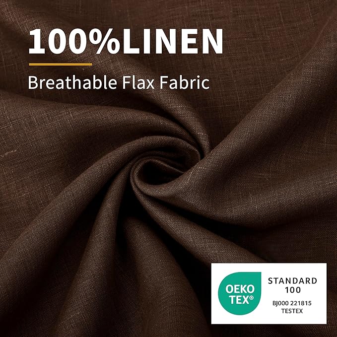 CHUFFED 100% French Linen Pillow Cases Queen Size Set of 2, Stone Washed Flax Pillow Shams with Zipper Closure - Breathable & Cooling for Hot Sleepers,20x30 Inches, Cocoa