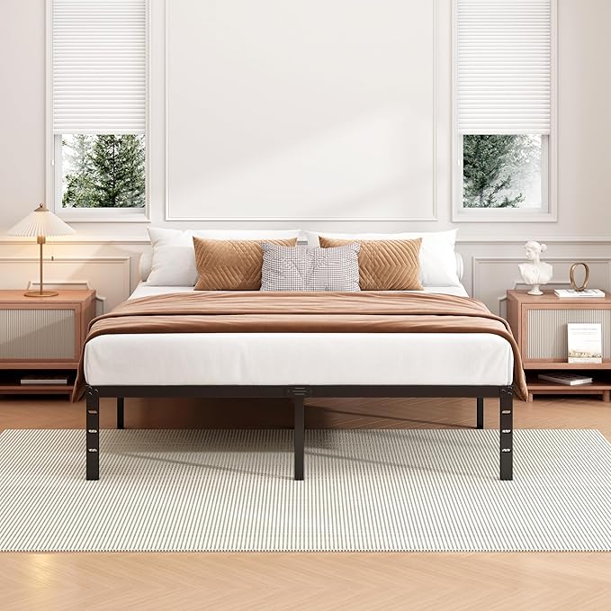 Hafenpo 12 Inch Full Bed Frame - Sturdy Metal Platform Full Size, No Box Spring Needed, Heavy Duty, Easy Assembly, Strong Bearing Capacity, Under Bed Storage, Black