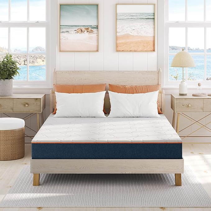 Nautica Home Enliven 8" Medium Gel Memory Foam Mattress with Cooling Air Flow and Pressure Relieving Foam Layers, Bed-in-a-Box, Queen, White
