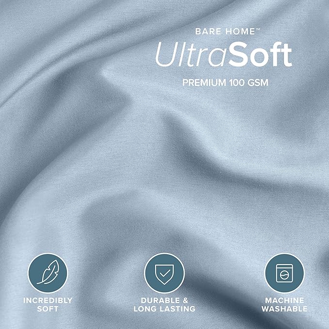Bare Home Bedding Duvet Cover California King Size - Premium 1800 Super Soft Collection - Lightweight, Cooling - Soft Breathable Bedding Duvet Cover (Cal King, Dusty Blue)