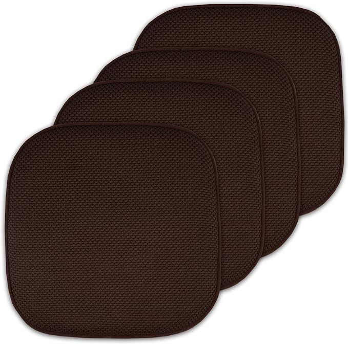 4 Pack Memory Foam Honeycomb Nonslip Back 16" x16" Chair/Seat Cushion Pad, Brown