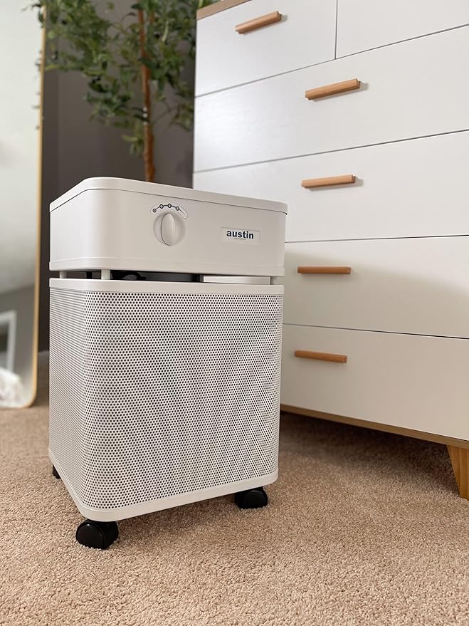 Austin Air HealthMate Plus Air Purifier - Advanced 4- Stage Filtration Air Purifiers For Home with Activated Carbon & Zeolite - Ideal as Air Purifiers for Bedroom or Large room, Model B450 Sandstone