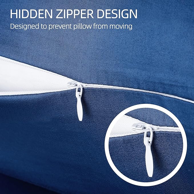 400 Thread Count Cotton Pillow Case King with Zipper, 40" L x 20" W, Cotton Pillow Protectors Cover- Set of 2 - Navy Blue - Pillows Not Included