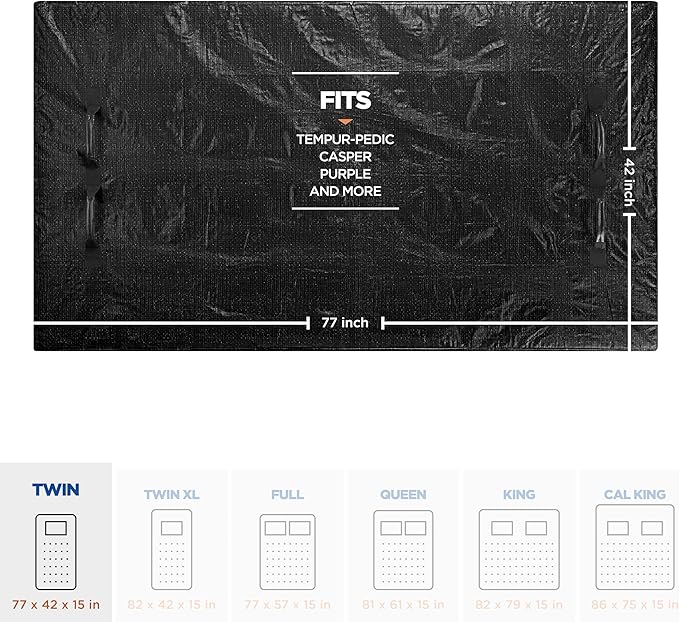 Mattress Bags For Moving With 8 Handles – Twin Mattress Moving Bag – Tear-Proof Mattress Storage Cover With Dual Zippers – Reusable Mattress Moving Bags For Transport & Storage Mattress Protector