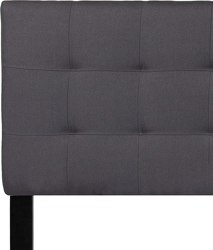 Flash Furniture Bedford Tufted Upholstered Queen Size Headboard in Dark Gray Fabric