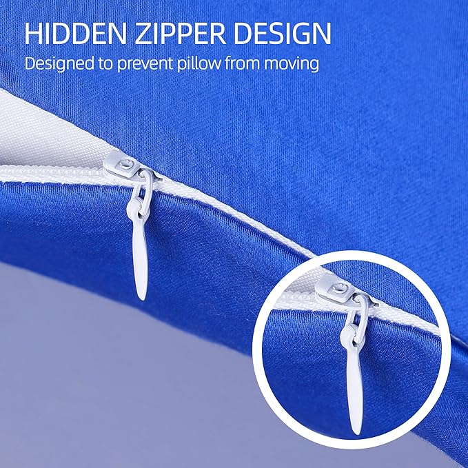 400 Thread Count Cotton Pillow Case Queen with Zipper, 30" L x 20" W, Cotton Pillow Protectors Cover- Set of 2 - Royal Blue - Pillows Not Included