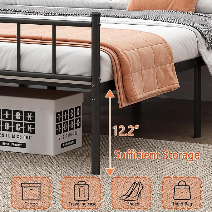 DIIYIV Twin XL Bed Frame-Classic Metal Platform Bed Frame,Mattress Foundation with Steel Slat Support,Under Foundation Storage,No Box Spring Needed, Easy Assembly,Twin XL Size